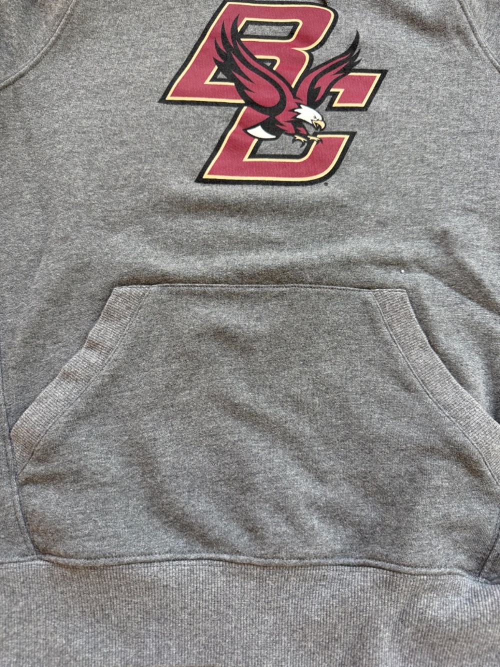 Champion Boston College Eagles Gray Hoodie Size Large Distressed Frayed Neck - Picture 8 of 8